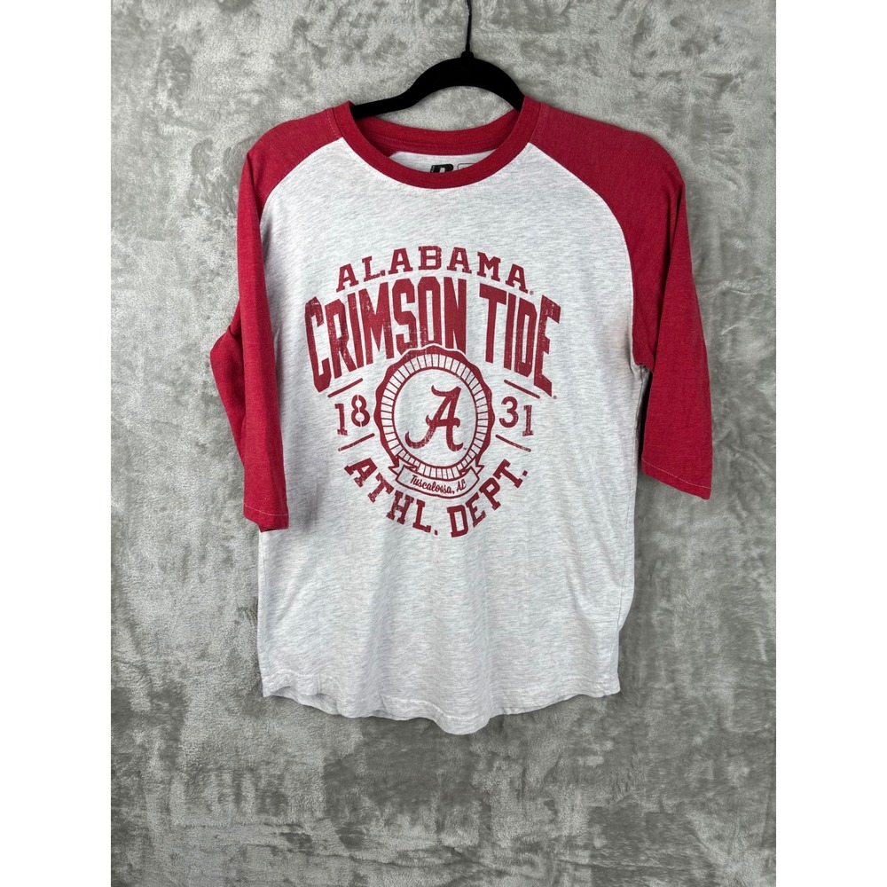 Alabama Crimson Tide Raglan Tee Mens‎ Medium Russell Athletic NCAA College Sport